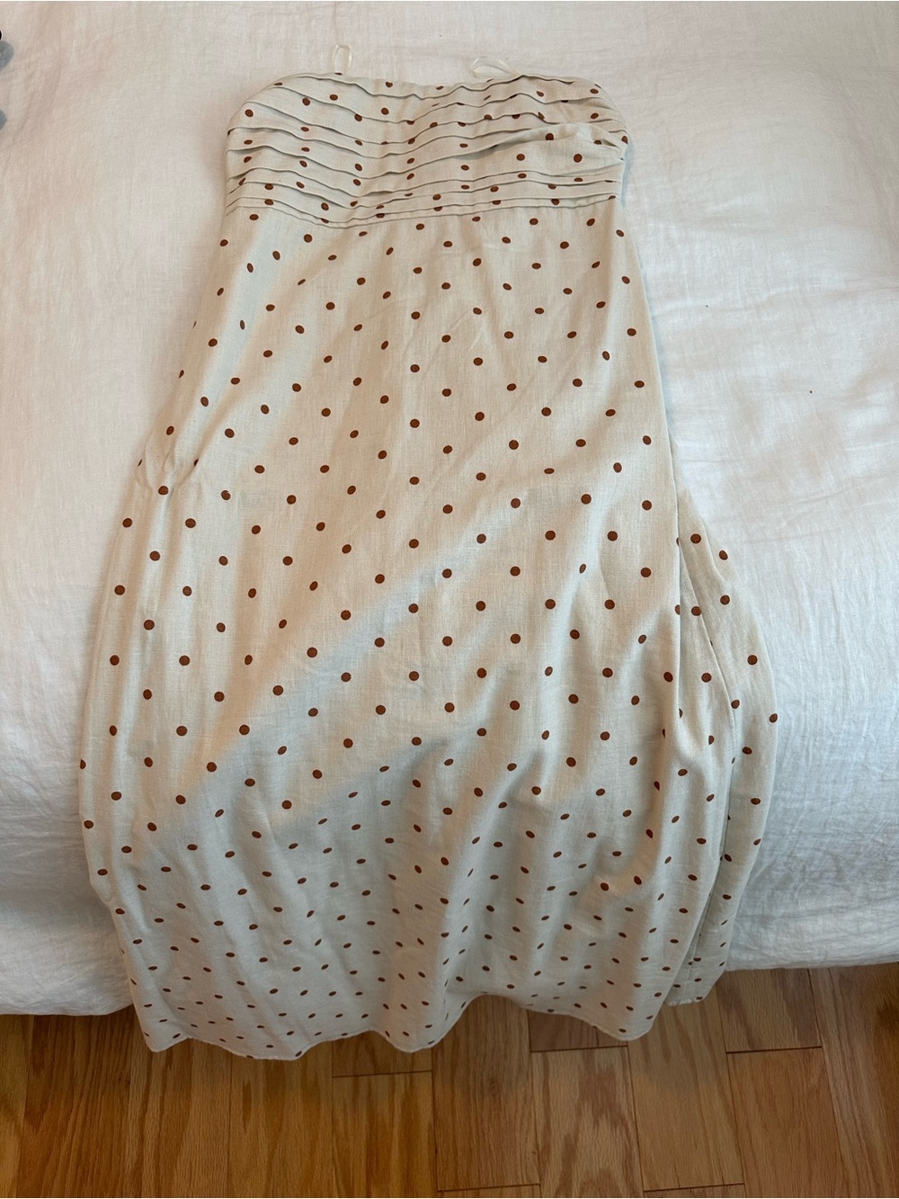 Abercrombie & Fitch Cream Strapless Polka Dot Maxi Dress